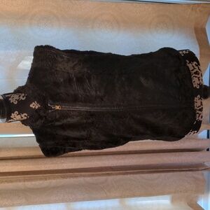 Colebrook Black Faux Fur and Leather Zip-up Vest, Size M